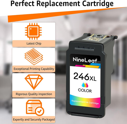 NineLeaf Remanufactured Ink Cartridge for Canon CL-246XL, Compatible with PIXMA MX492, 1 Pack, Tri-Color