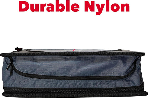 Case-it Mighty Zip Tab Zipper Binder, Jet Black, 3" O-Ring, 5-Color Tabs, Expanding File Folder, Shoulder Strap