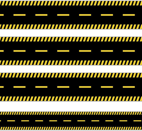 Whaline 32.8ft Construction Theme Bulletin Board Borders Black Yellow Stripe Die-Cut Rolled Trim for School Office Decor