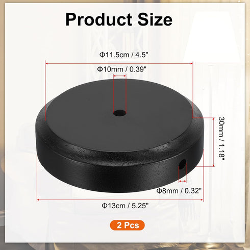 5.25" 1.2" 2pcs PATIKIL x Wooden Lamp Base, Round Solid Wooden Base Wood Desk Lamp Display Stand Replacement