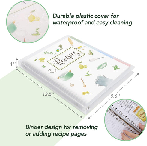 Recipe Book to Write Your Own Recipes, 8.5" x 11" Personal Blank Recipe Notebook, Removable Hardcover Journal with 8