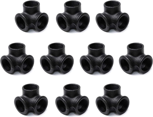 1/2" Black Side Outlet Elbow, Home TZH Cast Malleable Iron 3 Way