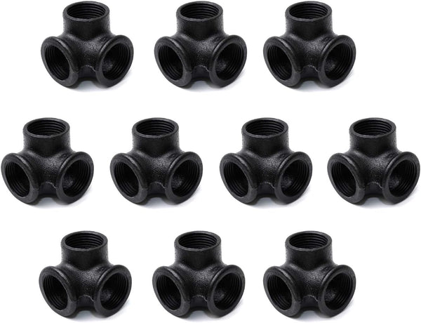 1/2" Black Side Outlet Elbow, Home TZH Cast Malleable Iron 3 Way