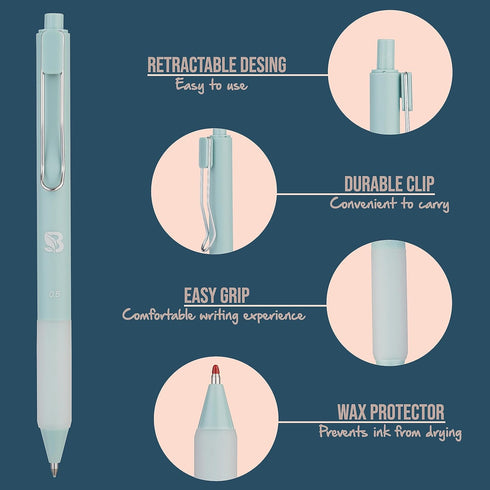 Pastel Colored Gel Pens 8 Pack - Aesthetic Cute Pens with Smooth Writing for Journaling and Bible Note Taking