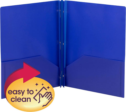 Smead Poly Two-Pocket Folder, Dark Blue, Letter Size, 25 per Box, Tang-Style Fastener