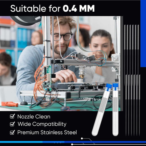 48 Pieces 3D Printer Nozzle Cleaning Kit, 0.4 mm Stainless Steel Needles for 3D Printer Accessory