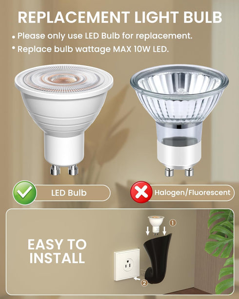 GU10 Gu10 360Rotatable, AC110-130V, 10W Bulbs Wall Spotlight Plug in Sconces Up Lights Indoor, Wall Wash Light Outlet
