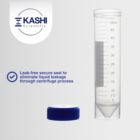 Self Standing 50mL Centrifuge Tubes - 50 Pack Plastic Test Tubes with Screw Caps