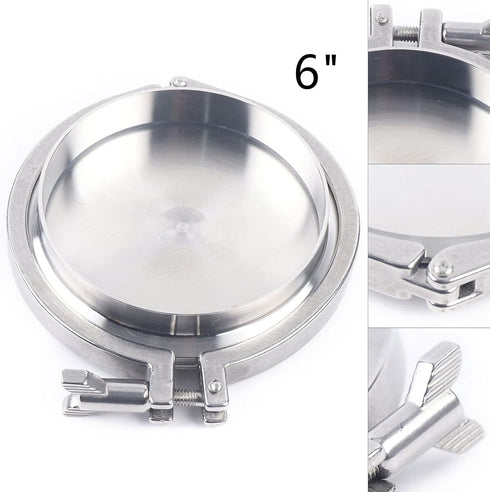 Jiabailie 6in 6" Stainless Steel Clamp Fitting,Stainless Steel Sanitary Pipe Fittings Kit,Weld Ferrule Clamp,End Cap +