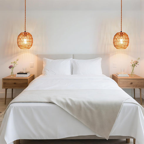 Small Lamp Shades For Table Lamps Hanging Light Boho Lamp Shades Wicker Lamp Shade for Floor Lamps, Rattan Lampshade