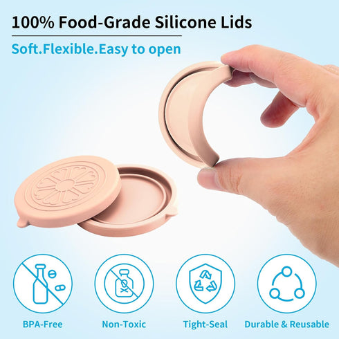 5 Oz 12Pcs Oui Yogurt Jar Lids Silicone | Covers Fit For Oui Yogurt Glass Jars | Perfect For Oui Yogurt Bottle