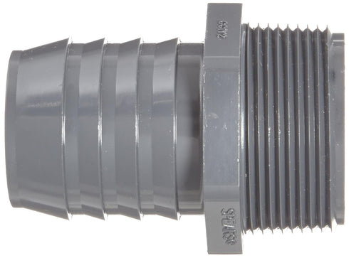 Spears 1436 Series PVC Tube Fitting, Adapter, Schedule 40, Gray, 1-1/2" Barbed x NPT Male