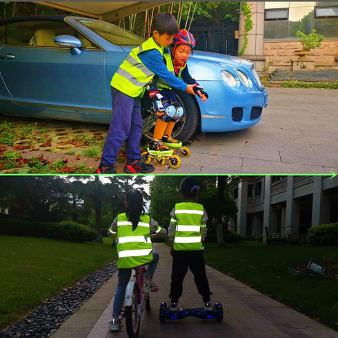 Hi Vis Kids Safety Vest with 2 Reflective Bands & Bag, Toddler Construction Vest for Cycling & Running