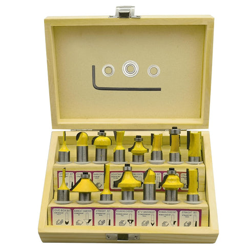 CHCYWJGJ Router Bits 15 Pieces Set, 15 Pcs 1/2in Shank and 3pc Bearings