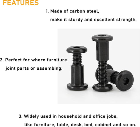 binifiMux M6 35-Set Countsunk M6x15mm/ 20mm/ 25mm/ 30mm/ 35mm/ 40mm/ 50mm Black Hex Drive Socket Cap Bolts Kit, Allen