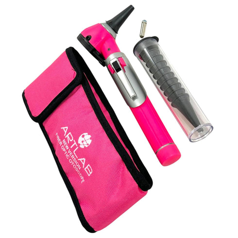 1 Bulb 10 Premium Student Home Use Led Bright Light Ent Diagnostic Otoscope Pocket Size Pink Plus Extra Replacement