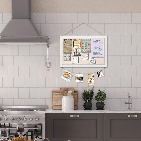 Emfogo 2-Pack Cork Board Vision Board, 16"x11" White Linen Boards for Home and Office Decor
