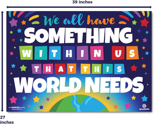 Sproutbrite Classroom Decorations, Kids Banner & Posters - Wall Decor for Elementary and Middle School Bulletin Board