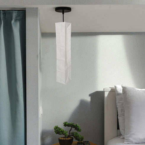 37" Hemobllo Japanese Paper Floor Lamp Shade Replacement, Beige Rice Paper Standing Cover with Iron Frame, Foldable