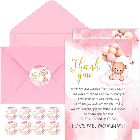 50 Pack Baby Shower Thank You Cards with Envelopes Stickers - Cute
