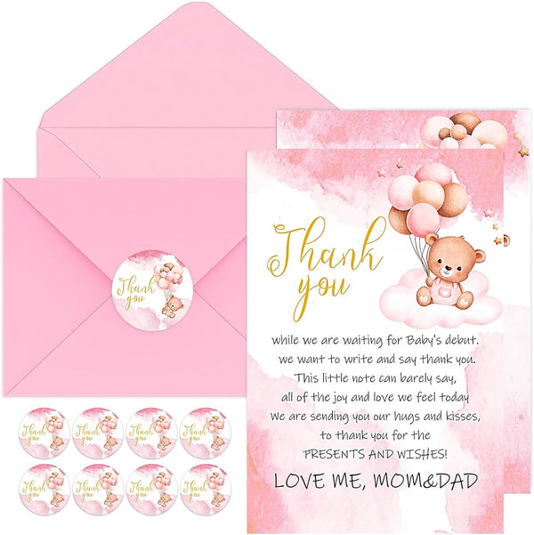 50 Pack Baby Shower Thank You Cards with Envelopes Stickers - Cute