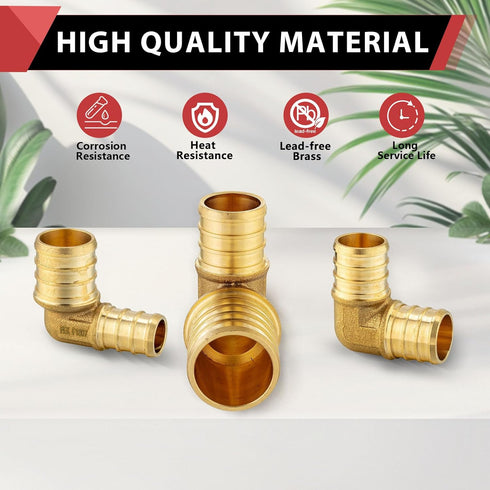 EFIELD Pex 3/4 Inch Elbow Brass Barb Crimp Fittings, Pack of 8 for Pex Tubing Connection