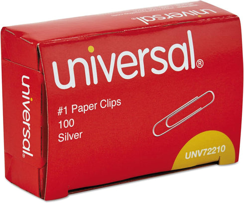Paper Clips #1, Smooth Silver, 100 Clips/Box, 10 Boxes/Pack
