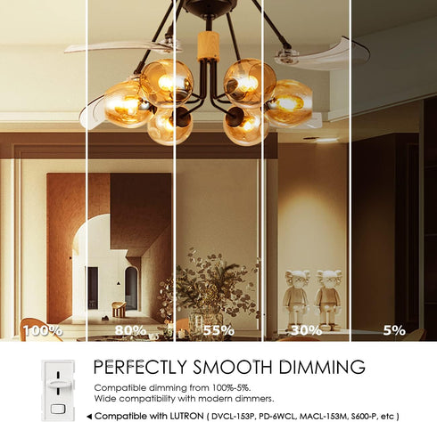 LVWIT G14 LED Filament Globe Bulb 5.5W (40W Equivalent), Dimmable 2500K Warm White E26 Screw Base, Decorative Edison