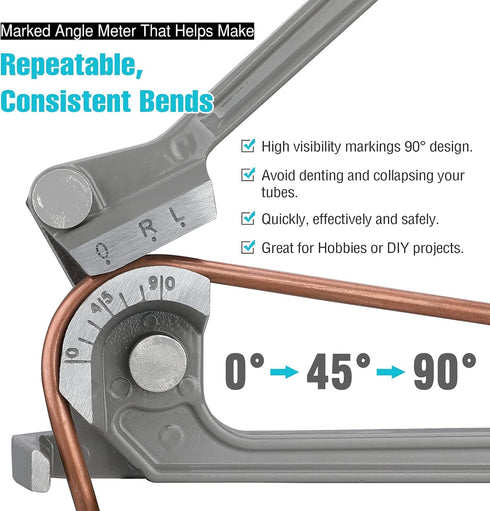DURATECH 3-IN-1 Tube Bender, Pipe Bender for Copper, Brass, Aluminum, and Thin Steel Pipes (1/4", 5/16", 3/8")