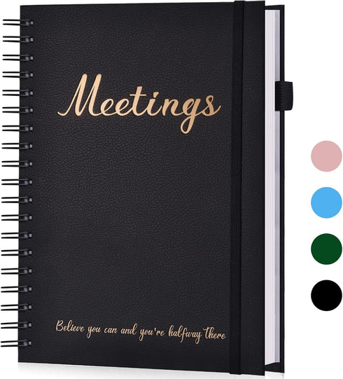 JUBTIC Meeting Notebook for Work with Action Items, Note Taking and Agenda Organizer, Office Planner Supplies, Black