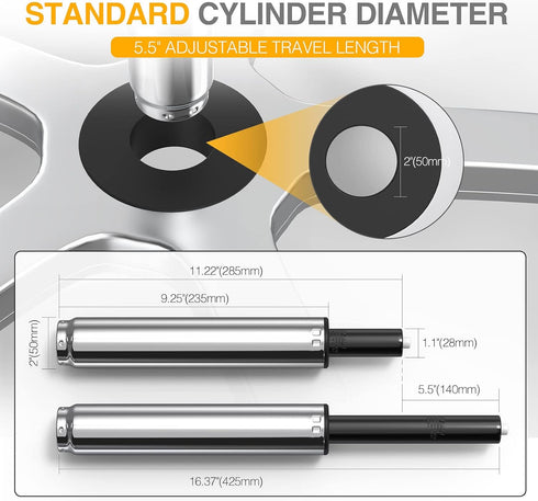 Office Chair Cylinder Replacement, Heavy-Duty Gas Lift Cylinder, Universal Size Fits Most Chairs