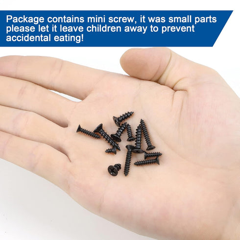 NINDEJIN 450 PCS Miniature Screws Assortment Set, Phillips Flat Head M2.3 M2.6 M3, Black Self-Tapping for Electronics