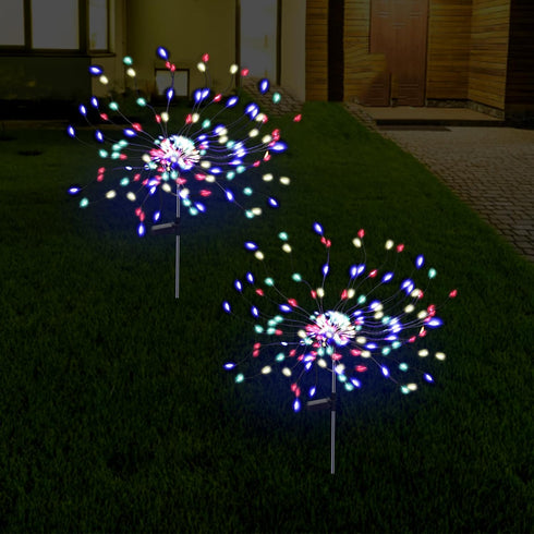 2 Pack 175 LED Solar Firework Lights, Waterproof 4th of July Decorations for Outdoor Landscape Path Lights