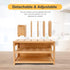 Homde Bamboo Desk Organizer with 3-Tier File Holder, Adjustable Pen Holder, Natural Desktop Storage for Office Home