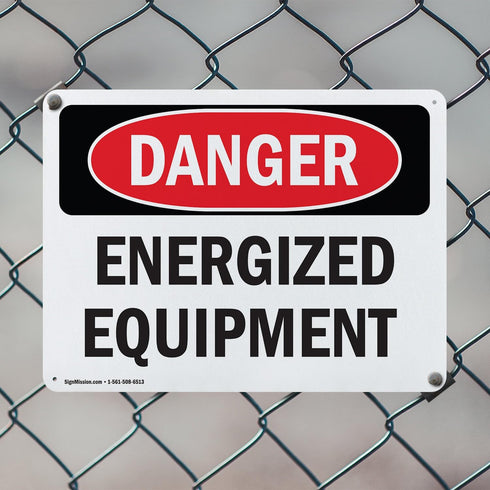 (2 Pack) Energized Equipment OSHA Danger Sign - 10 Inch X 7 Inch Rust-Free Aluminum Metal Signs
