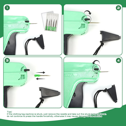 Clothing Tag Machine Kit, Garment Price Tag Attacher with 5 Steel Needles, 2000 White Barbs Fasteners, 500 Clothing