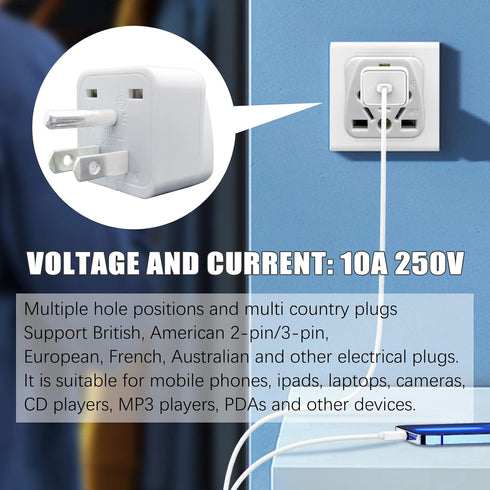 2 Pack US Travel Plug Adapter, UK to US Plug Adapter, Universal to American Outlet Plug Adapter for Travel