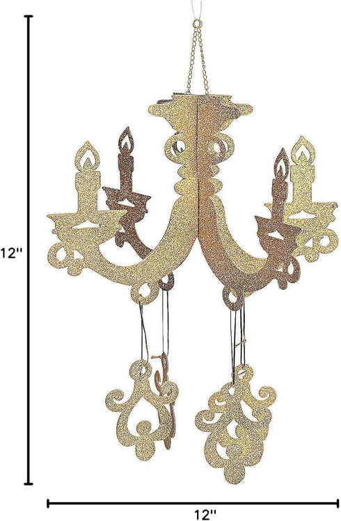 Gold Glitter Cardboard Chandelier - Perfect for Weddings and Parties