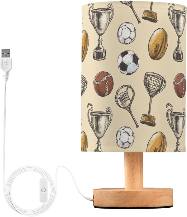 Fustylead Vintage Style Sports Equipment Bedside Lamps for Night Stands, USB Port with