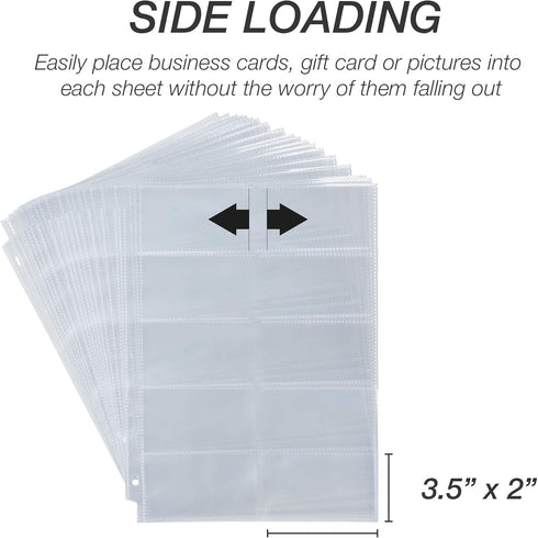 Samsill Business Card Sleeves, 25 Pack Holds 500 Cards, 3.5 x 2 Inch, Archival Safe for 8.5 x 11 Inch Binders