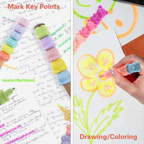 Dotbengc 4 Pack 20 Cute Mini Highlighter Pens, Pcs Stackable Marker Pens, Small Midliners Stationary Markers Pastel