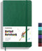 Bullet Dotted Journal Notebook, Leather Dotted with 100gsm Thick Paper, 5 inches x 8.25 inches, Hardcover, Dark Green