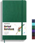 Bullet Dotted Journal Notebook, Leather Dotted with 100gsm Thick Paper, 5 inches x 8.25 inches, Hardcover, Dark Green