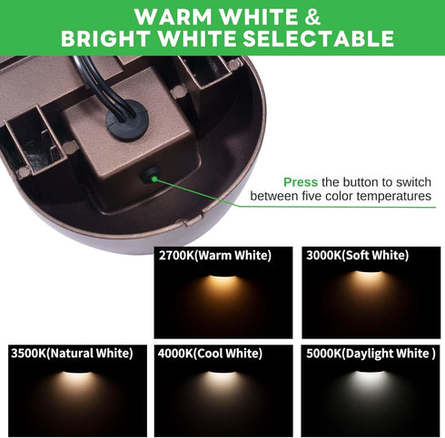 12V 2700K/3000K/3500K/4000K/5000K IP65 Low Voltage Deck Light - LED Step Light Outdoor, Adjustable, Waterproof
