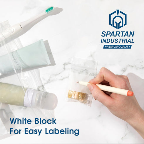 Spartan Industrial 5" X 7" Zip Top Resealable Bags, 1000 Count Clear Bags for Game and Small Parts