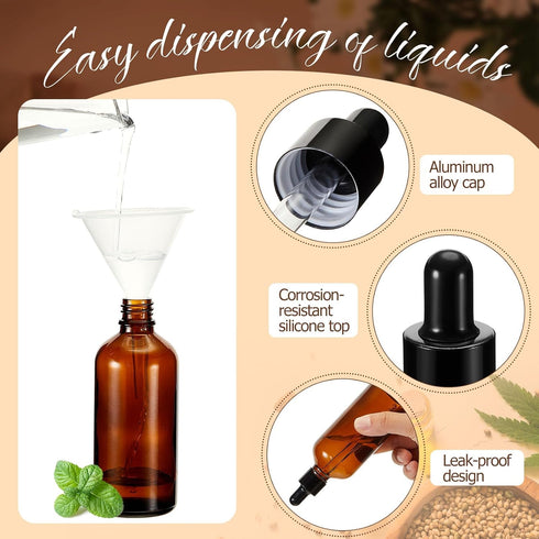 Lallisa 100 Pack Essential Oil Dropper Bottle 10 ml - Glass Bottles with Eye Dropper Dispenser and Accessories