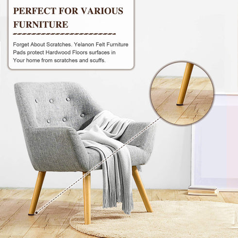 Yelanon 216 Pcs Felt Furniture Pads for Hardwood Floors, Premium Floor Protectors for Chair Legs, Beige & Brown