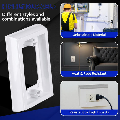 Kanayu 5 Pieces Electrical Box Extender, Shallow Surface Box Extender, Non Metallic, 1 Gang, White