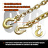 TKK G80 Transport Binder Chain, 5/16 Inch x 15 Foot Logging Chain with Grab and Sling Hooks, 7,100 lbs Safe Working Load