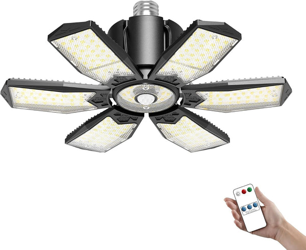Motion Sensor Garage Light 200W 20000LM, Deformable LED Sensing Shop Lighting with